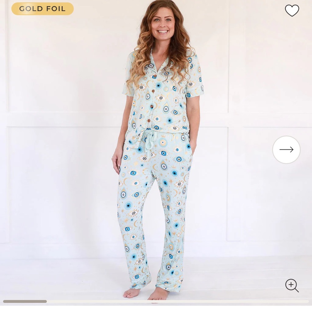 Posh Peanut Cream and Blue Pajama Set